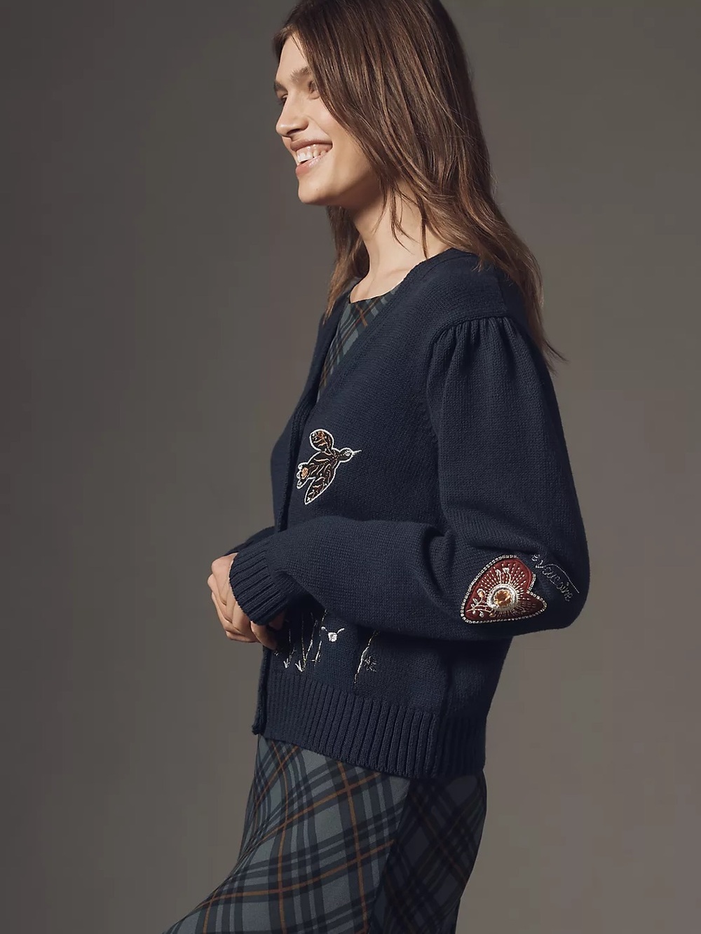 Maeve Embellished V-Neck Cardigan Sweater - Picture 1 of 8
